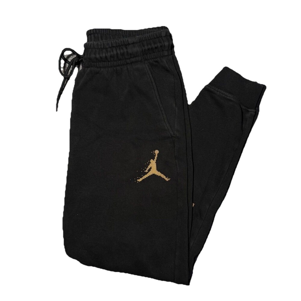 Nike Air Jordan Sweatpants Black Gold Fleece Joggers Men's Size Small FD7467-011